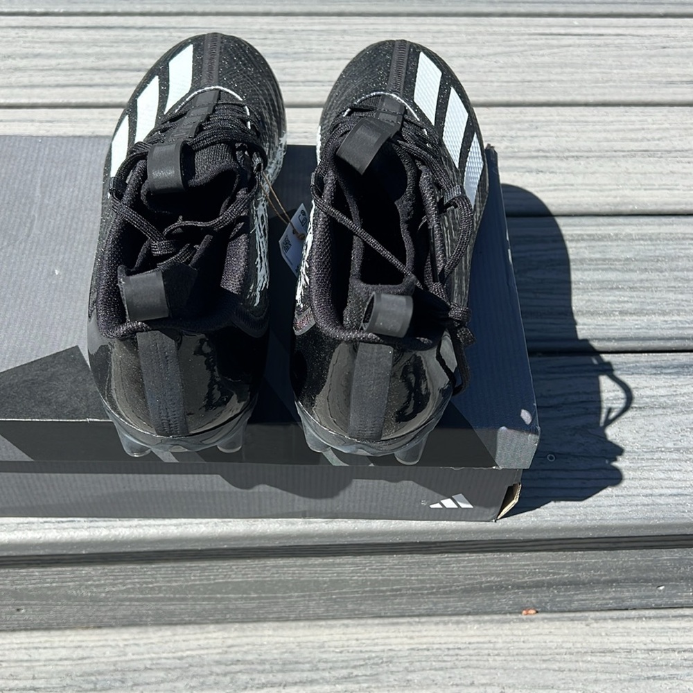 NWT Adidas Men's Adizero Scorch football cleats in black and white. Size 13 - Picture 2 of 7